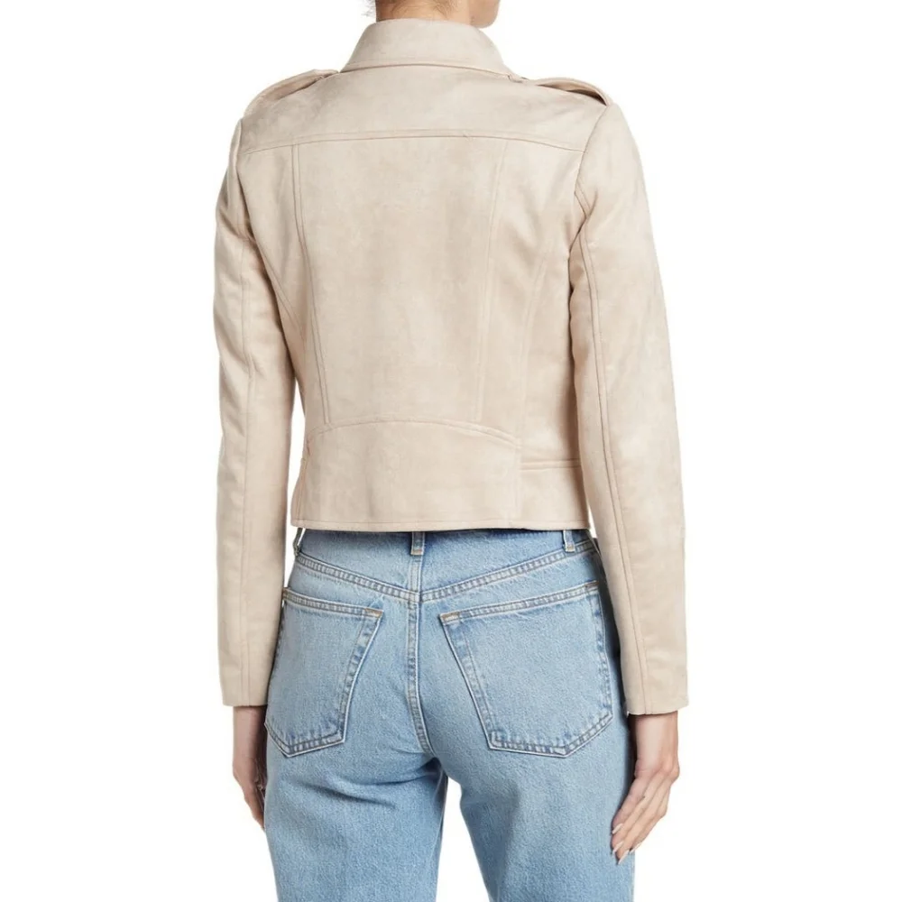 Faux Suede Moto Bone Color Womens Jacket BB Dakota by Steve Madden NEW! - Picture 5 of 5